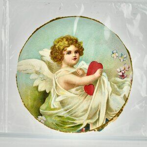 Victorian ? Round Cherub Heart Image & Poem